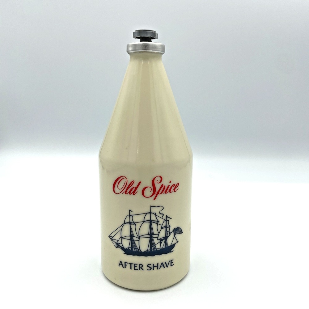 Vintage Old Spice After Shave 250ml 8.5oz Milk Glass Bottle Star Cap Shulton